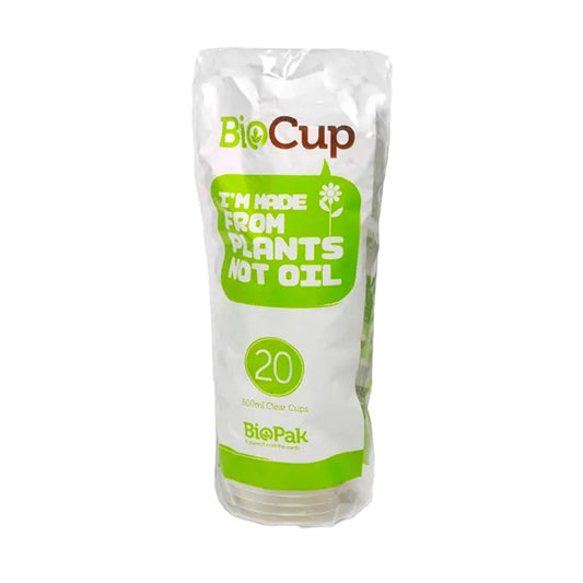 500mL / 16oz Clear Plastic Tumbler BioCups - 20 Pack - TEM IMPORTS™