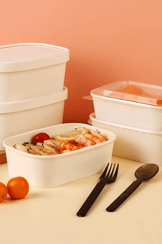 500mL PLA Coated White Rectangular Container - TEM IMPORTS™