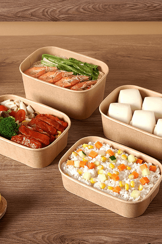 500mL PP Coated Kraft Rectangular Container - TEM IMPORTS™