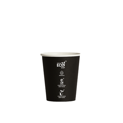 8oz Truly Eco® Aqueous Single Wall Paper Cup Black - 1000/CTN - TEM IMPORTS™