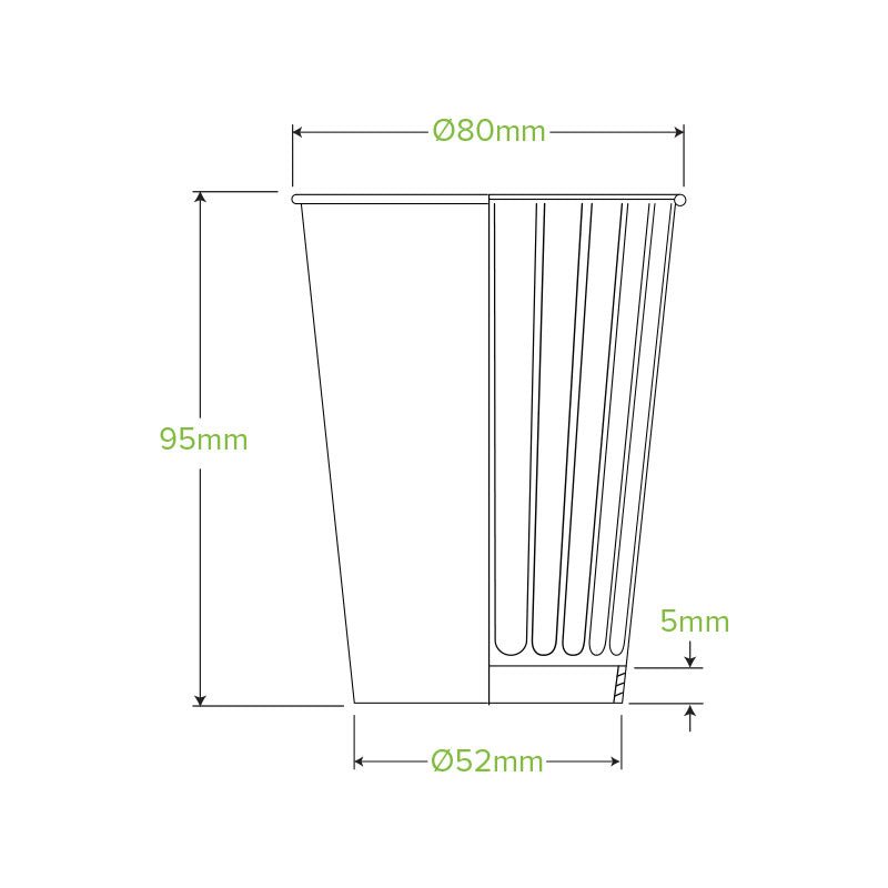 8oz/280mL (80mm) Kraft Green Stripe Double Wall BioCup - 1000pcs/Ctn - TEM IMPORTS™