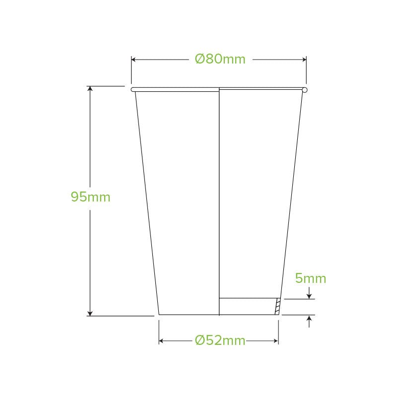 8oz/280mL (80mm) Kraft Green Stripe Single Wall BioCup - 1000pcs/Ctn - TEM IMPORTS™