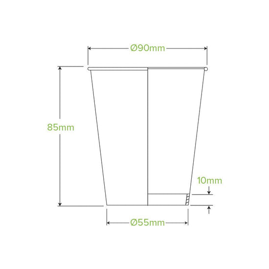 8oz/280mL (90mm) Kraft Green Stripe Single Wall BioCup - 1000pcs/Ctn - TEM IMPORTS™