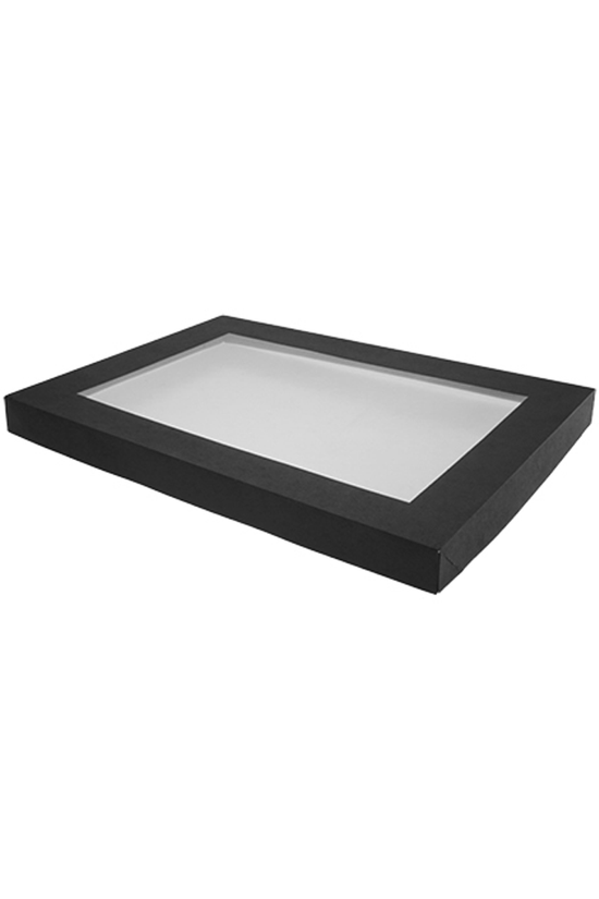 Black Catering Tray Lid With PET Window - Suit Medium Tray