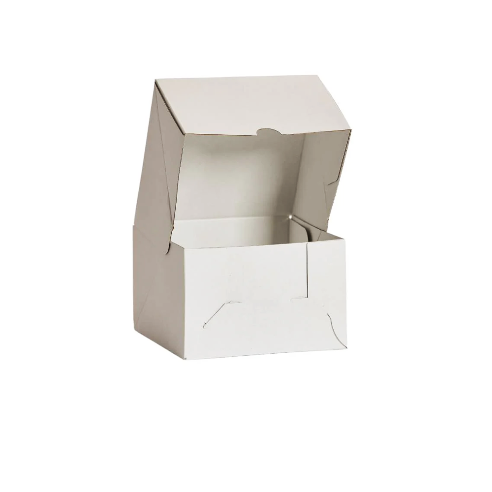 7" Inch Easy Fold White Corrugated Cake Box - 100/CTN
