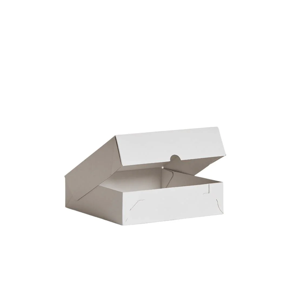 8" Inch Easy Fold White Corrugated Cake Box - 100/CTN