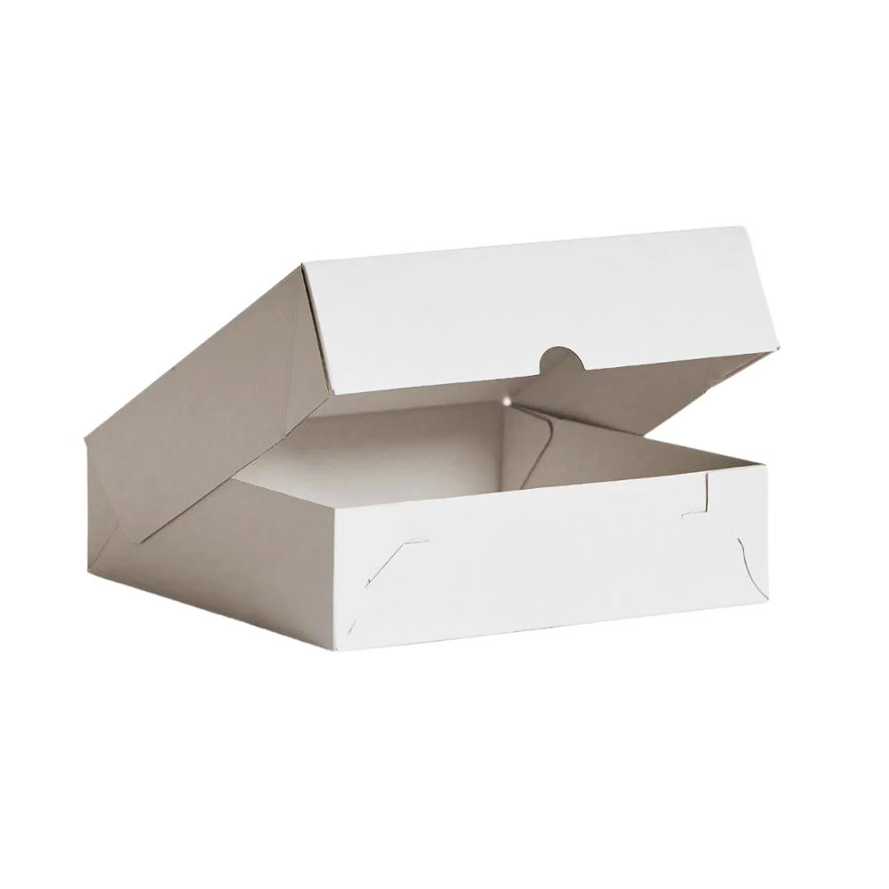 9" Inch Easy Fold White Corrugated Cake Box - 100/CTN
