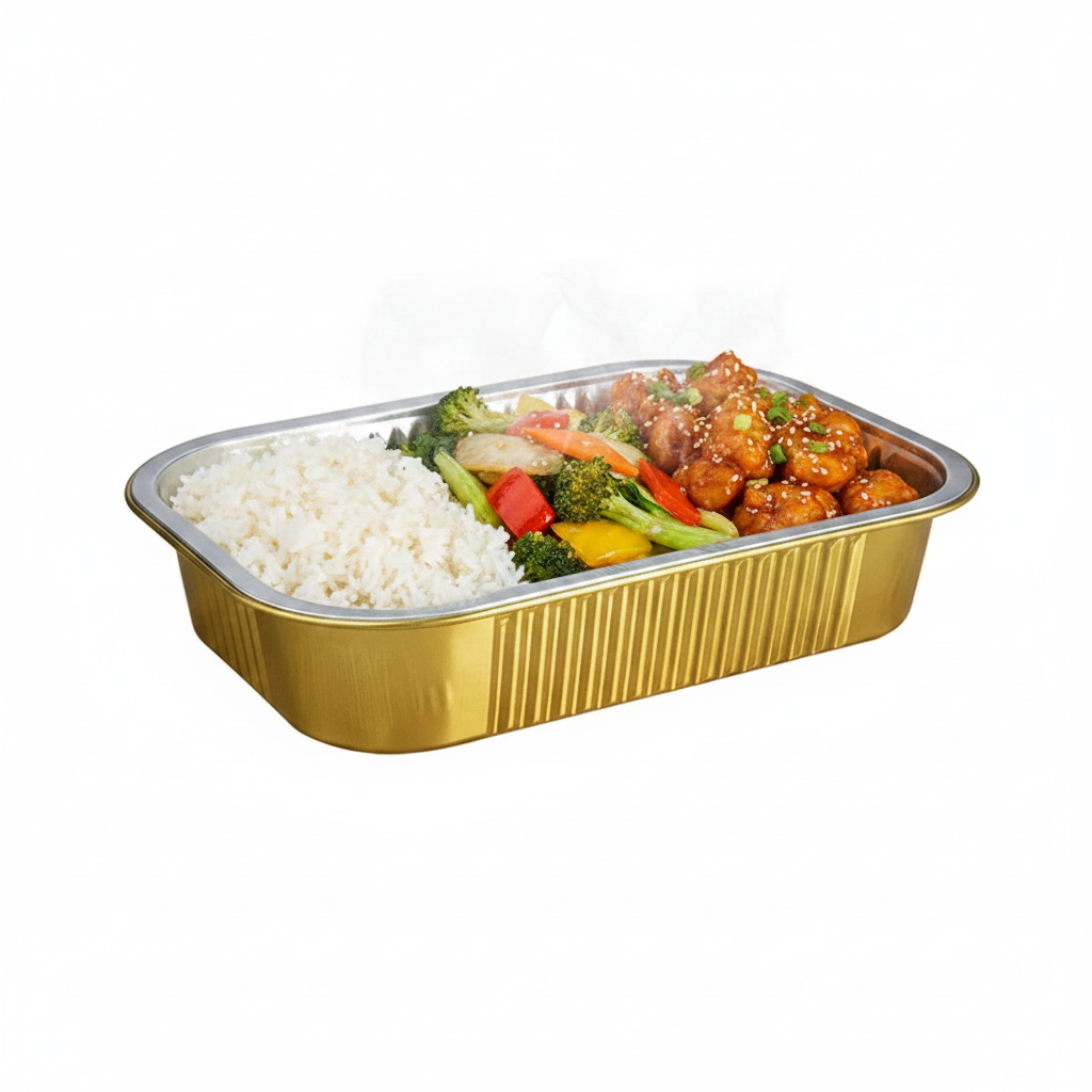 1000mL Aluminium Gold & Silver Seires Pan Rectangular Base - 500/Ctn