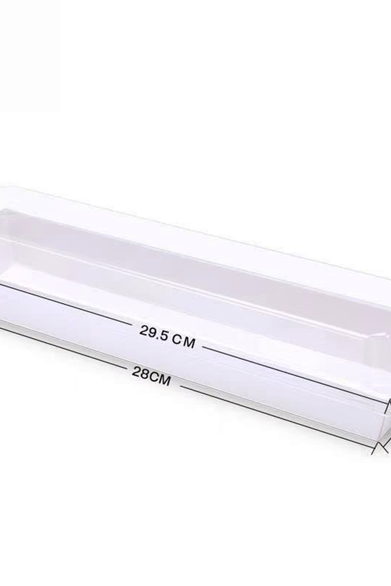 29x6.5cm Long Rectangular White Paper Tray With Clear Lid