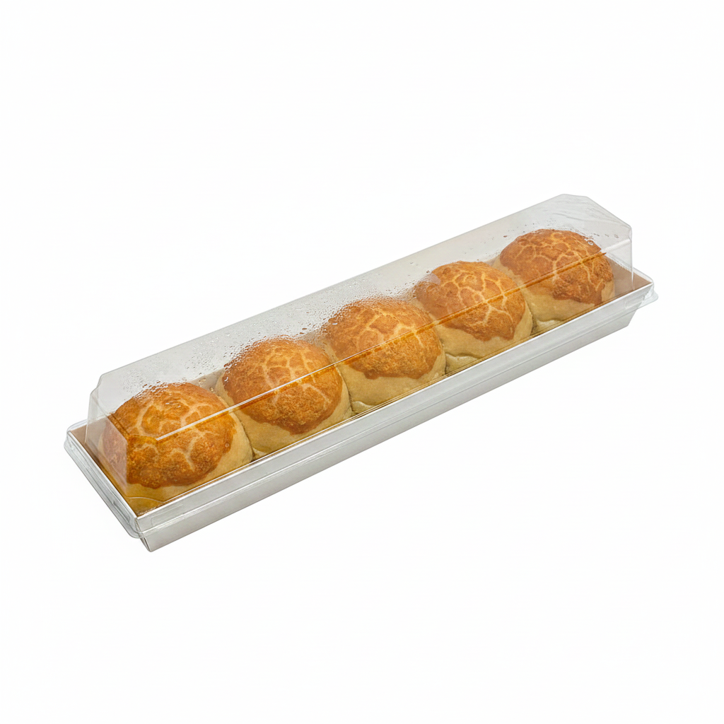 29x6.5cm Long Rectangular White Paper Tray With Clear Lid
