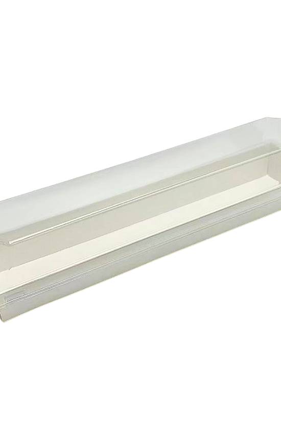 29x6.5cm Long Rectangular White Paper Tray With Clear Lid
