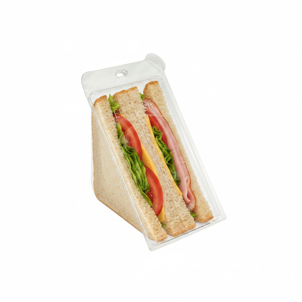 Hộp nhựa trong suốt hình nêm bánh sandwich 4Qtr