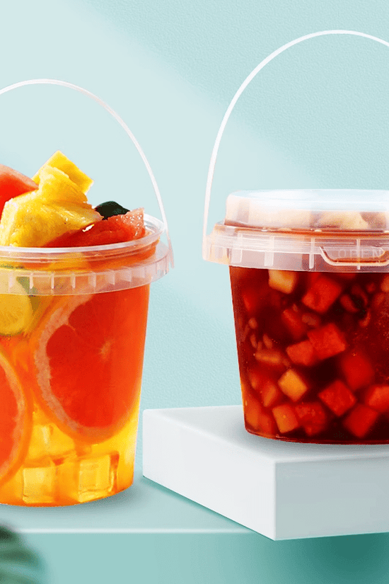 Clear Lid Suit 500mL Round Tamper Proof Bucket Cups - TEM IMPORTS™