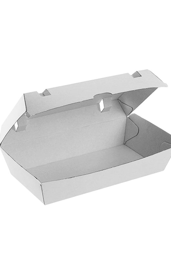 Corrugated Plain White Clamshell Large Snack Box - TEM IMPORTS™