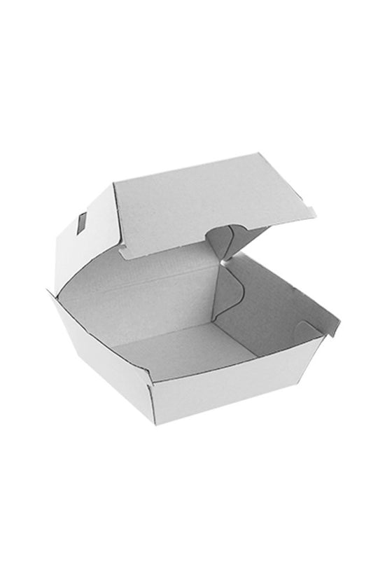 Corrugated Plain White Clamshell Regular Burger Box - TEM IMPORTS™