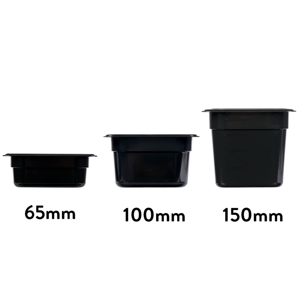 1/2 Size Standard Polycarbonate Black Food Pan - 100mm