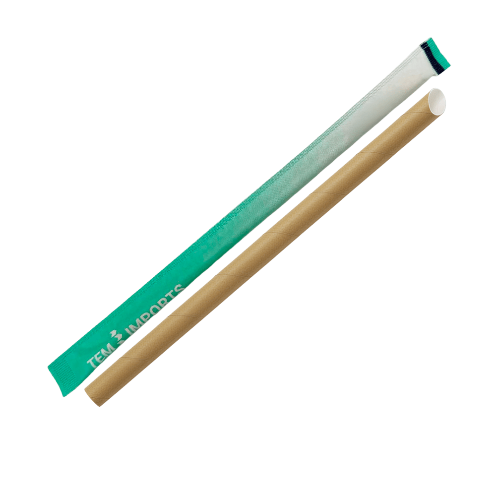 Individually Wrap 12mm Slant Cut Paper Straw Kraft - TEM IMPORTS™