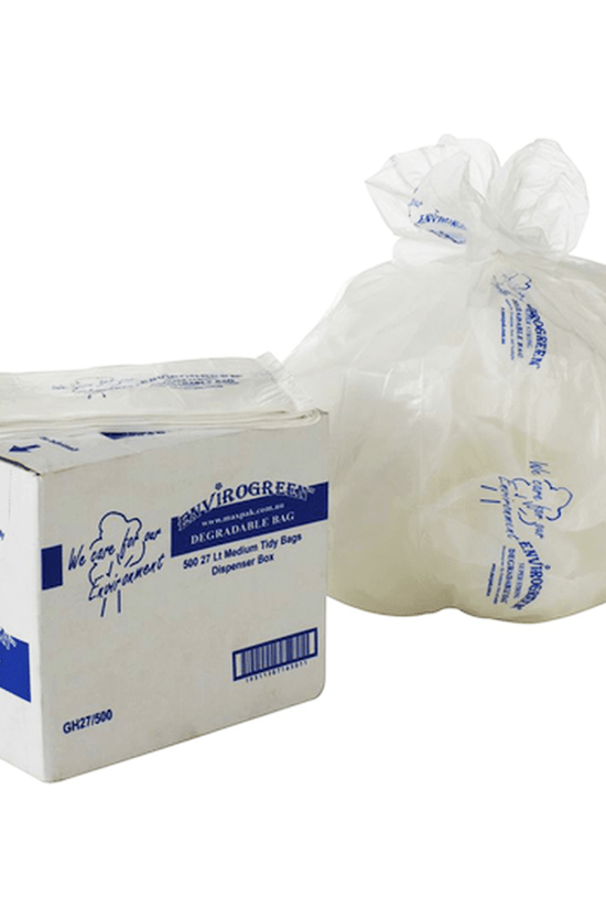 MaxValu Degradable 27L All Purpose Bin Liners Clear - 500/CTN - TEM IMPORTS™