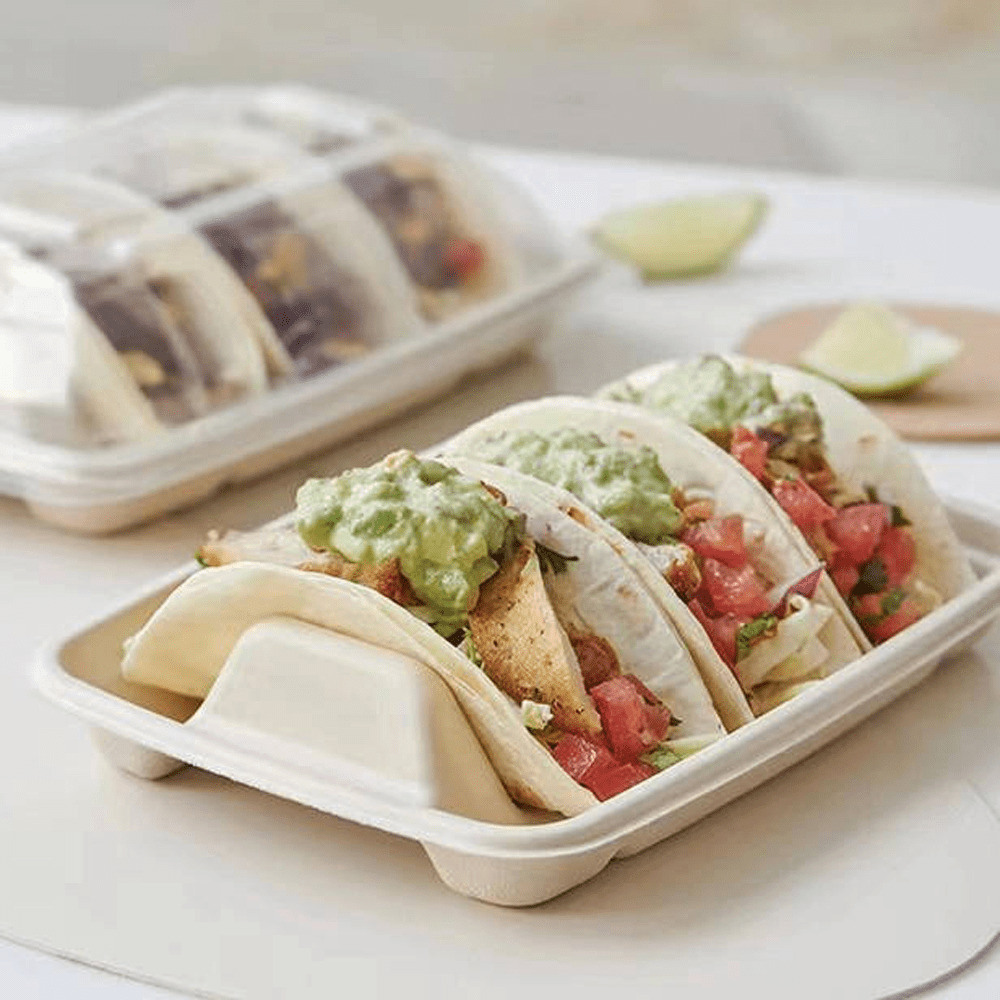 Natural Sugarcane Taco Holder Tray - 300/CTN - TEM IMPORTS™