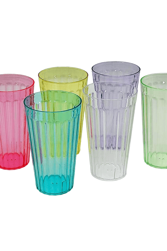 Plastic Water Tumbler Assorted Colour - 6/PKT - TEM IMPORTS™