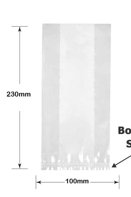 Polypropylene Gusseted Bag - 230mm x 100mm - Clear - TEM IMPORTS™