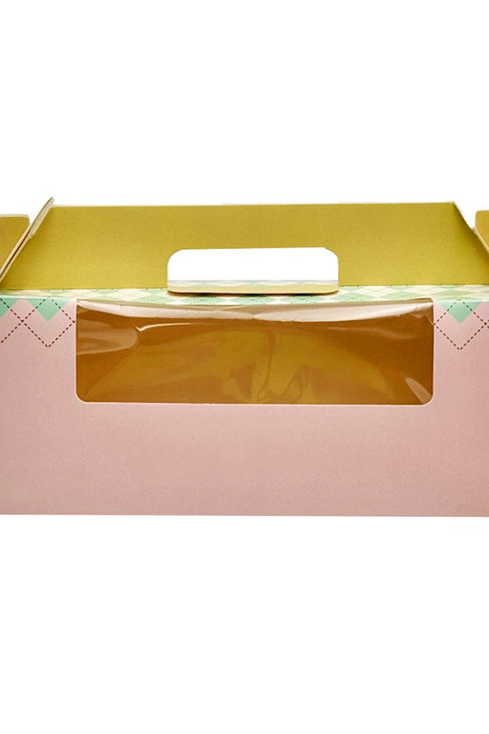 Printed Paper Cake Box Handle With Cupcake Tray - Checkered Pattern - TEM IMPORTS™