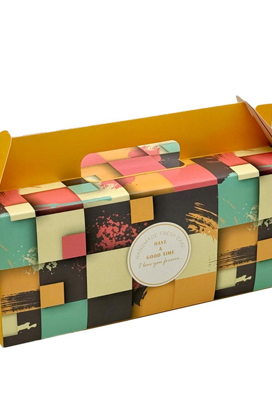 Printed Paper Cake Box Handle With Tray - Bright Orange Theme - TEM IMPORTS™
