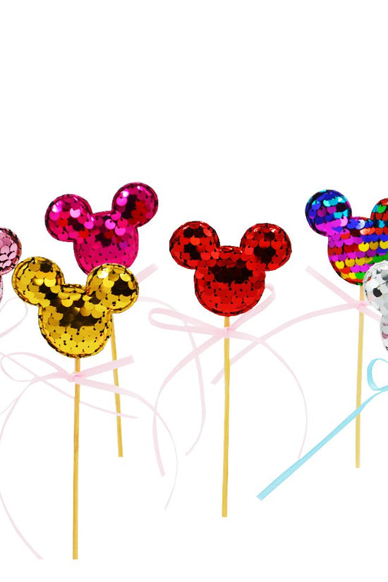 Rainbow Confetti Mickey Ear With Pink Bow Cake Topper - TEM IMPORTS™
