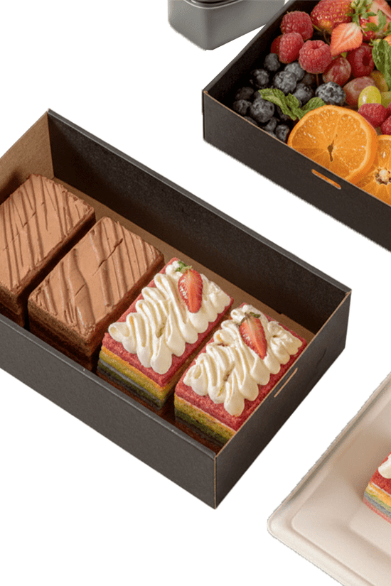 Small Black Corrugated Rectangle Catering Tray - 100/CTN - TEM IMPORTS™
