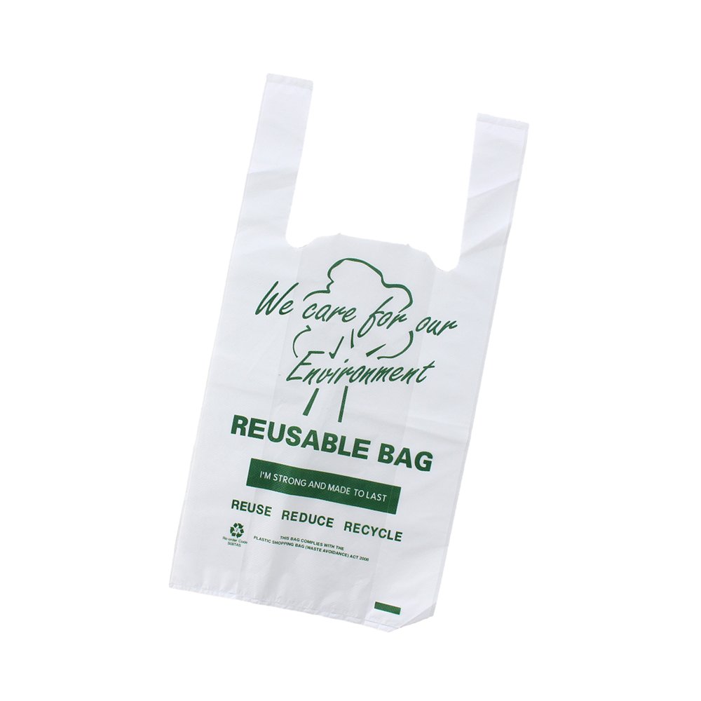 Small Printed Reusable White Singlet Bag - 900/CTN - TEM IMPORTS™