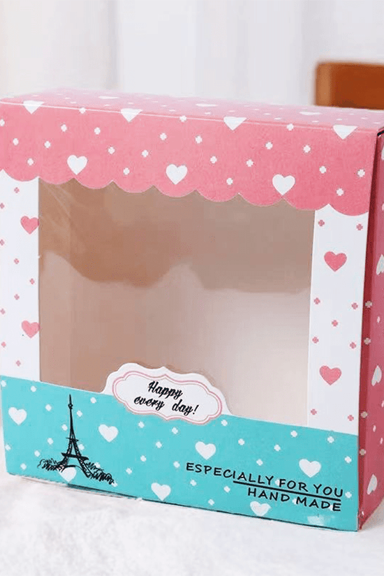 Small Square Printed Paris Theme Paper Box With Window - TEM IMPORTS™