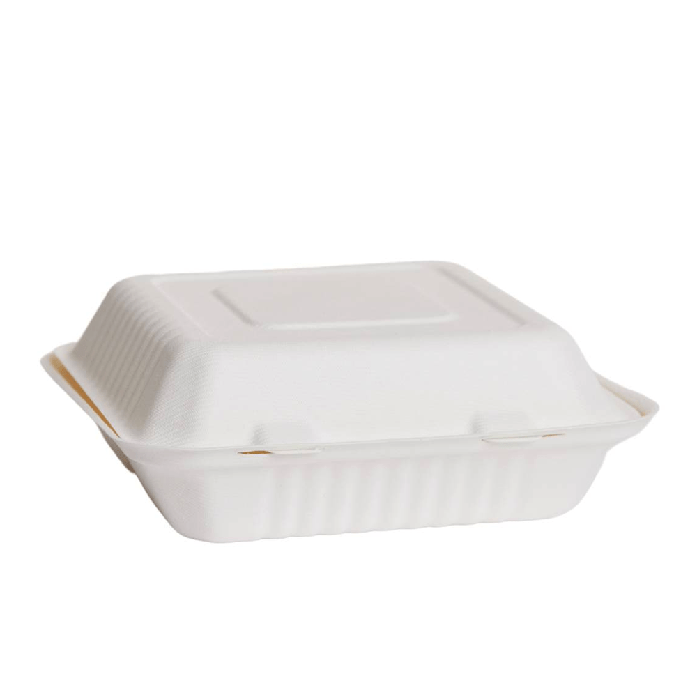 Small Sugarcane Dinner Box 3 Compartment Food Clam - TEM IMPORTS™