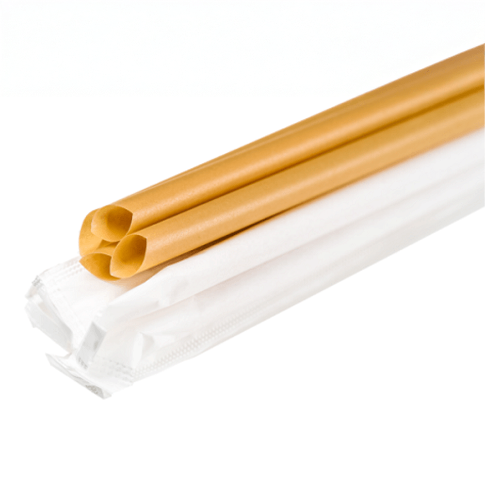 Sugarcane Fiber Straw 12mm Slant Cut Invidually Wrap - TEM IMPORTS™