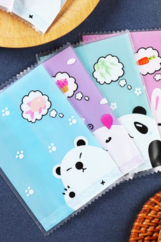 100x70mm Heat Seal Nougat Bags -Pk100-Bear & Rabbit - TEM IMPORTS™