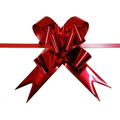 10cm Metallic Red Butterfly Pull Bows - Pack of 10