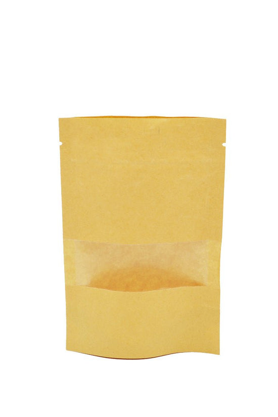 10x15 Reusable Kraft Ziplock Bag With Window-Pk50 - TEM IMPORTS™
