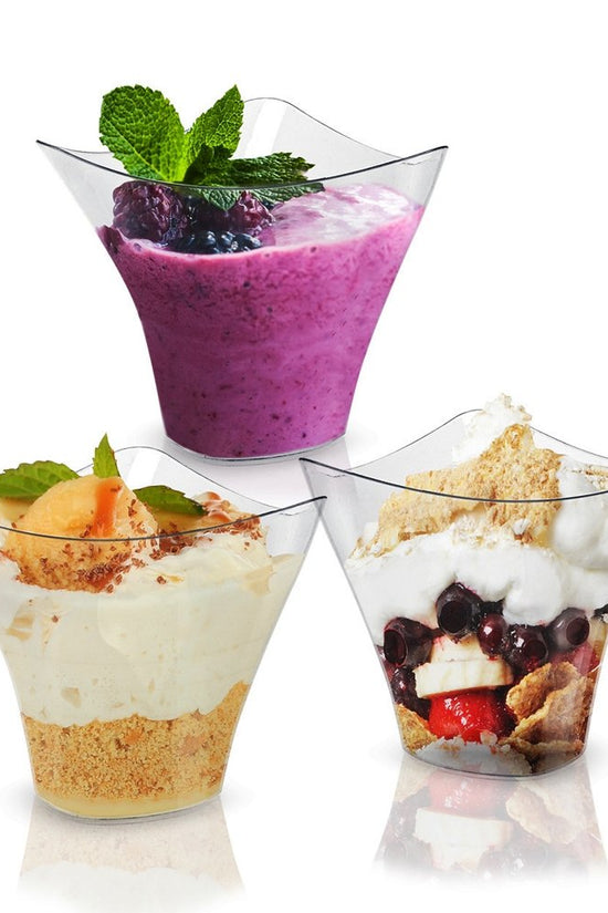 110mL Clear Mini Triangle Wave Dessert Cup - TEM IMPORTS™