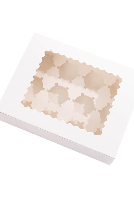12 Cupcake White Paper Box With Window - TEM IMPORTS™