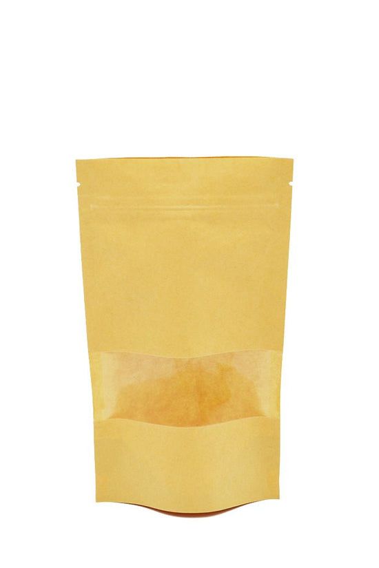 12x20 Reusable Kraft Ziplock Bag With Window-Pk50 - TEM IMPORTS™