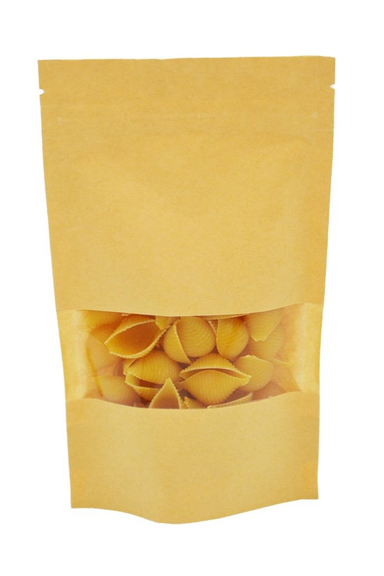 12x20 Reusable Kraft Ziplock Bag With Window-Pk50 - TEM IMPORTS™