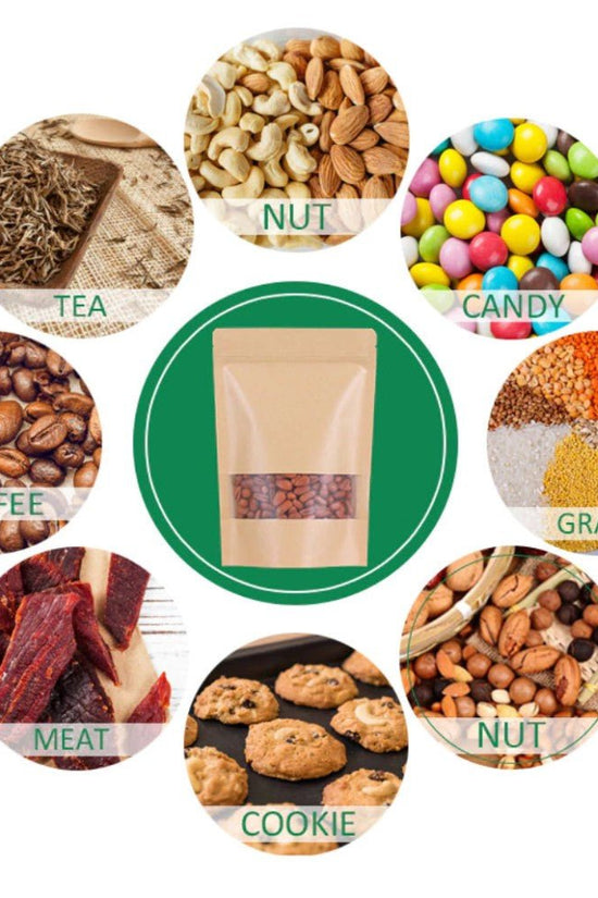 12x20 Reusable Kraft Ziplock Bag With Window-Pk50 - TEM IMPORTS™