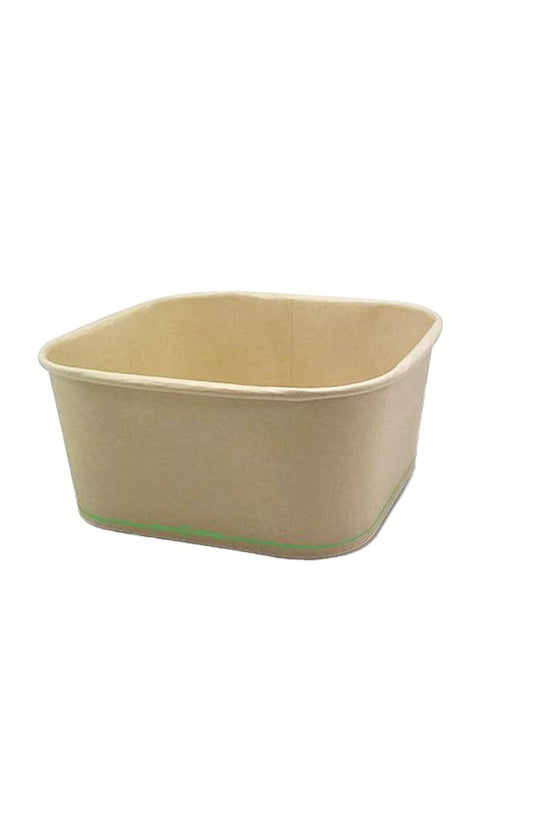 1400mL BioPBS Coated Bamboo Paper Square Container - TEM IMPORTS™