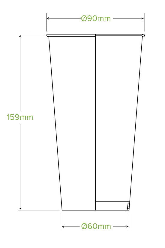 20oz/600mL (90mm) Green Cold Paper BioCup - 1000/ctn - TEM IMPORTS™