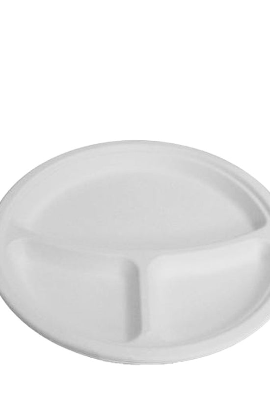 254mm/10" 3 Compartment Round Sugarcane Plate - TEM IMPORTS™