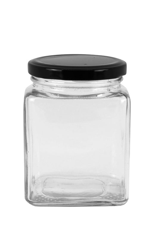 380mL Square Glass Jar With Metal Twist Lid