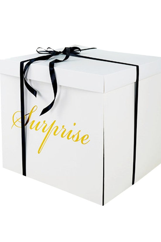50x50x50 Big Surprise Box With Ribbon - White - TEM IMPORTS™