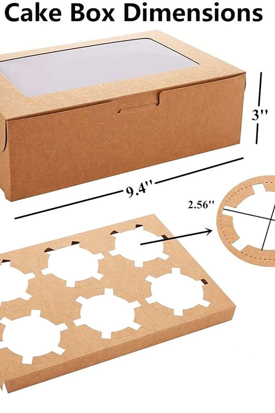 6 Cupcake Kraft Paper Box With Window - TEM IMPORTS™