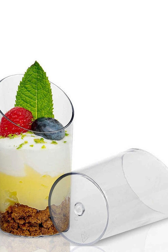 75mL Clear Mini Round Slanted Shape Cup - TEM IMPORTS™