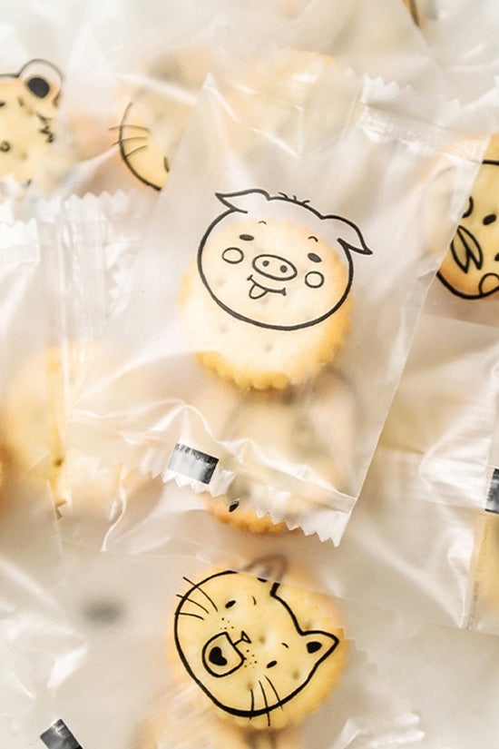 75x45mm Heat Seal Nougat Bags -Pk100-Animal Face - TEM IMPORTS™