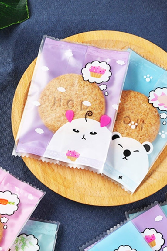 85x55mm Heat Seal Nougat Bags -Pk100-Bear & Rabbit - TEM IMPORTS™